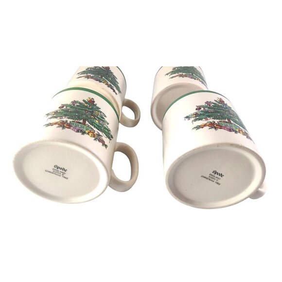 Vintage Spode Christmas Tree Tom & Jerry Mug Set 4 Mugs In Box-One Mug Chipped - Picture 7 of 15